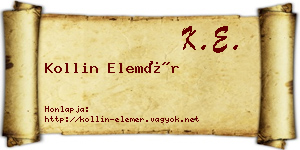 Kollin Elemér névjegykártya